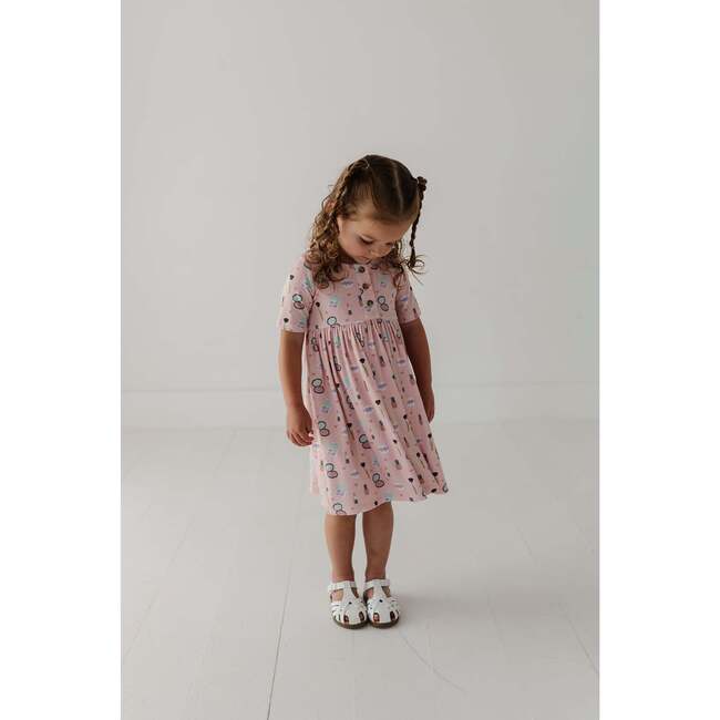 Short Sleeve Henley Dress Aqua Grey Floral - Dresses - 6