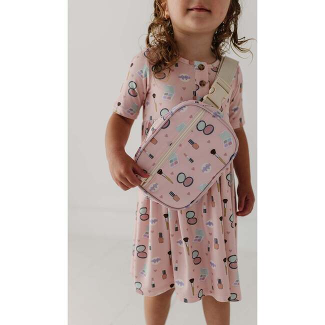 Short Sleeve Henley Dress Aqua Grey Floral - Dresses - 9