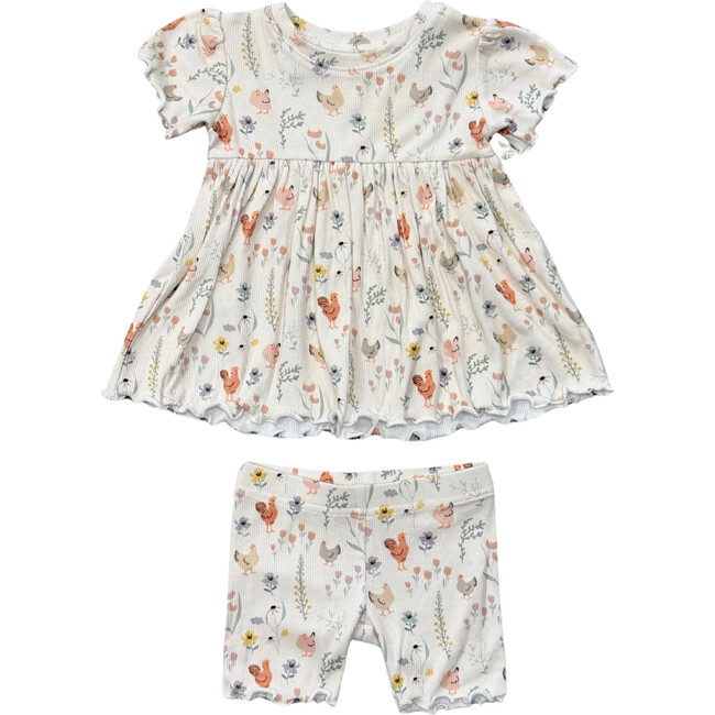 Girl's Babydoll Set Floral Chickens