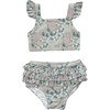 Girl's Two-Piece Swimsuit Aqua Grey Floral - Two Pieces - 1 - thumbnail