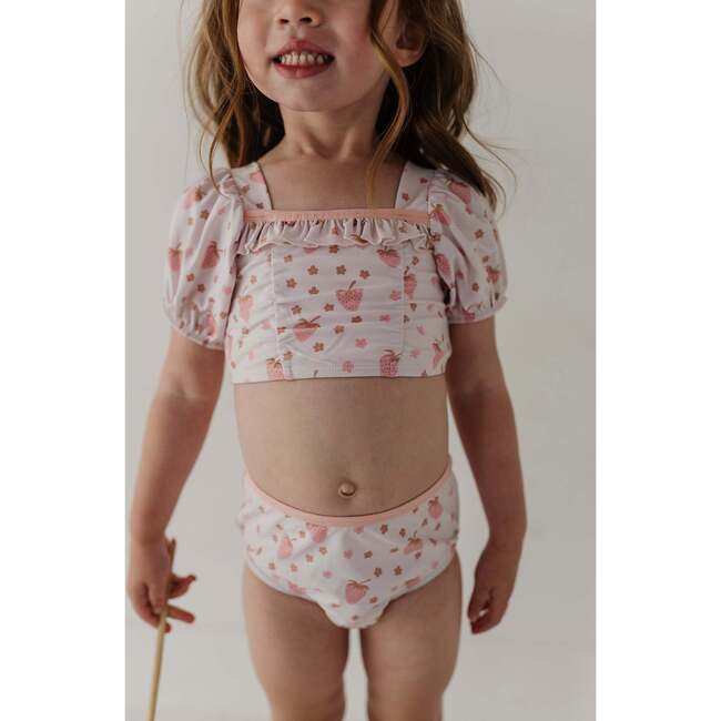 Girl's Puff Sleeve Swimsuit Strawberries - One Pieces - 3