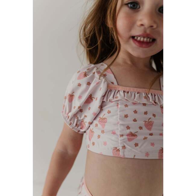 Girl's Puff Sleeve Swimsuit Strawberries - One Pieces - 4