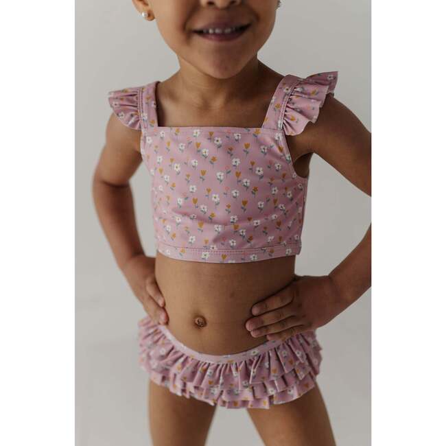 Girl's Two-Piece Swimsuit Aqua Grey Floral - Two Pieces - 5