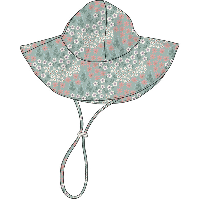 Sun Hat Aqua Grey Floral