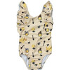 Girl's Ruffle Sleeve Cross Back Swimsuit Honey Bees - One Pieces - 1 - thumbnail