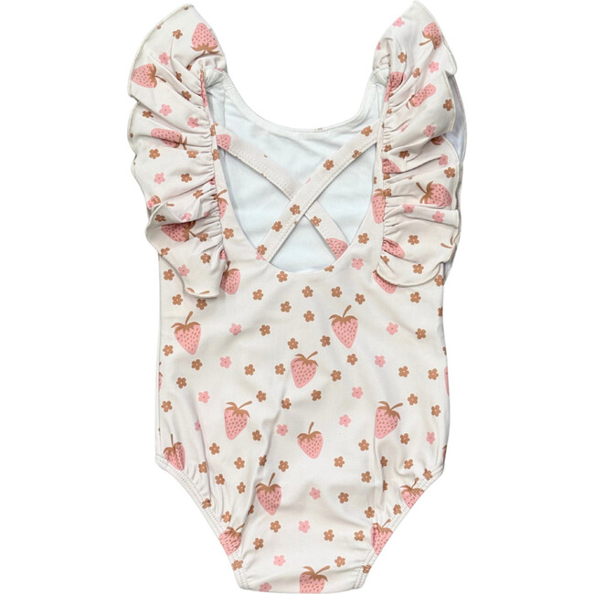 Girl's Ruffle Sleeve Cross Back Swimsuit Honey Bees