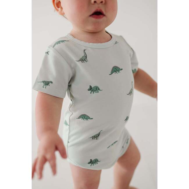 Cotton Overalls Set Aqua Grey/Dinosaur - Mixed Apparel Set - 7