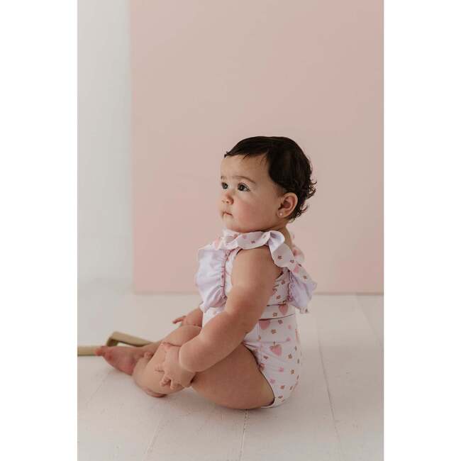 Girl's Ruffle Sleeve Cross Back Swimsuit Honey Bees - One Pieces - 8