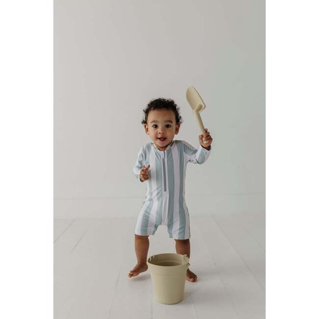 Baby One-Piece Rash Guard Swimsuit Aqua Grey Stripe - One Pieces - 3