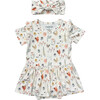 Girl's Short Sleeve Bodysuit Dress Set Floral Chickens - Dresses - 1 - thumbnail