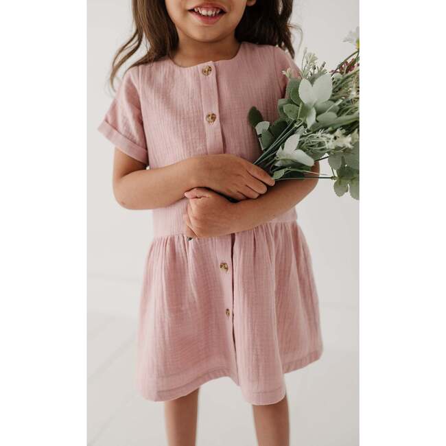Gauze Button Dress Spring Mauve