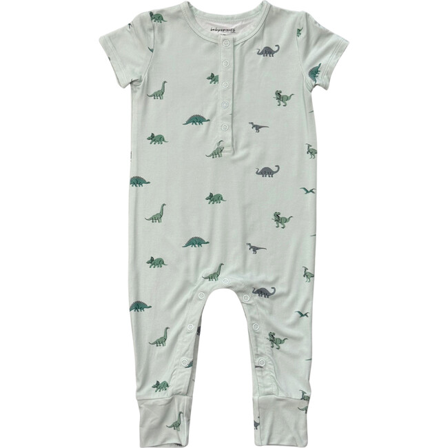 Short Sleeve Henley Romper Dinosaur