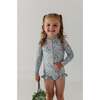 Girl's One-Piece Ruffle Rash Guard Swimsuit Aqua Grey Floral - One Pieces - 3