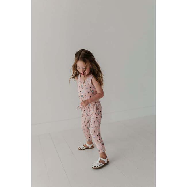 Girl's Tank Jumper Aqua Grey Floral - Rompers - 8