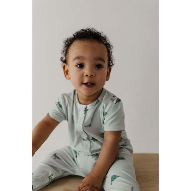 Short Sleeve Henley Romper Dinosaur - Rompers - 3