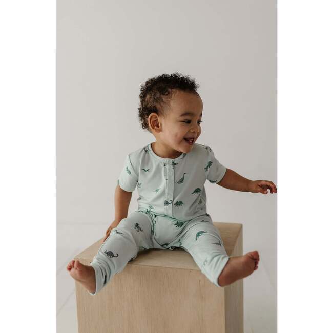 Short Sleeve Henley Romper Dinosaur - Rompers - 4