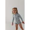 Girl's One-Piece Ruffle Rash Guard Swimsuit Aqua Grey Floral - One Pieces - 8