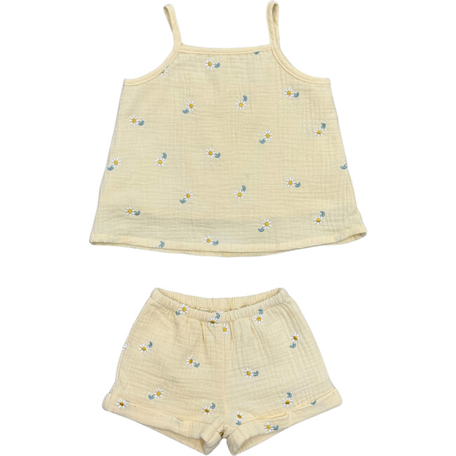 Girl's Gauze Tank & Short Set Embroidery Floral