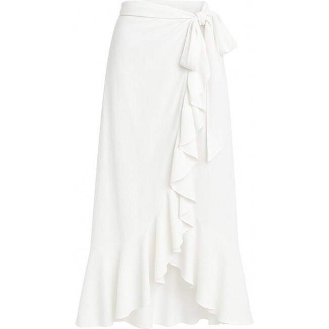Women's Cover-Up Ruffle Hem Wrap Skirt, White