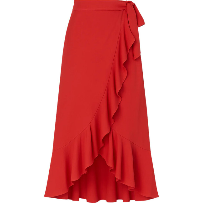 Women's Cover-Up Ruffle Hem Wrap Skirt, Red