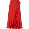 Women's Cover-Up Ruffle Hem Wrap Skirt, Red - Skirts - 1 - thumbnail