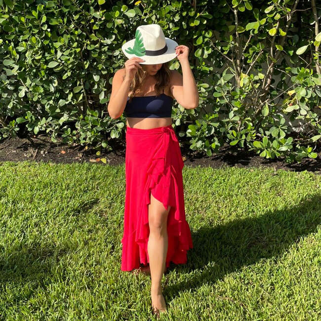 Women's Cover-Up Ruffle Hem Wrap Skirt, Red