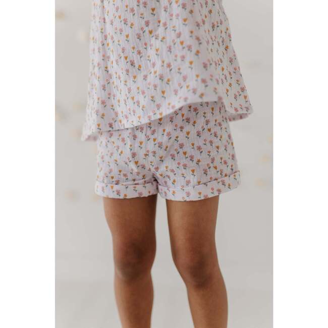 Girl's Gauze Tank & Short Set Embroidery Floral - Mixed Apparel Set - 3