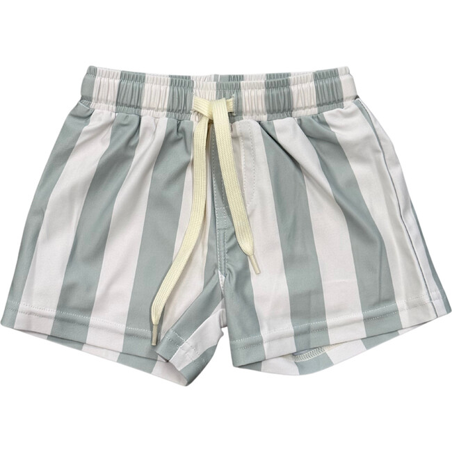 Boy's Swim Shorts Aqua Grey Stripe