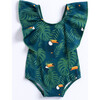 Juli Ruffle Shoulder One-Piece Swimsuit & Hair Band Set, Tropical Toucan - One Pieces - 1 - thumbnail
