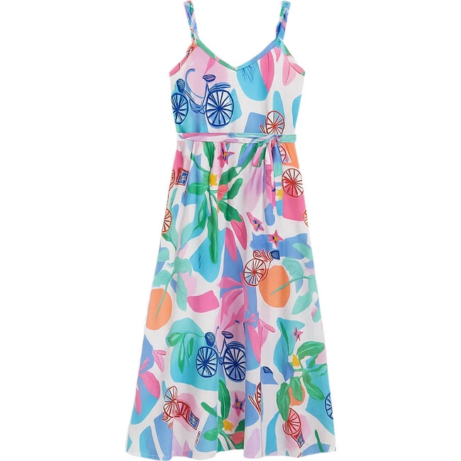 Girls Spaghetti Strap Tie Waist Maxi Dress, Puerto Viejo