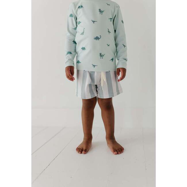 Boy's Swim Shorts Aqua Grey Stripe - Swim Trunks - 4