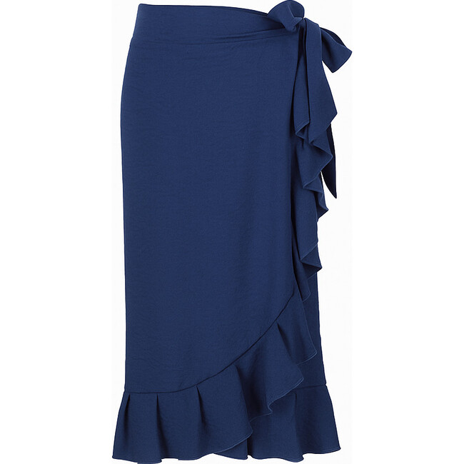 Girls Cover-Up Ruffle Hem Wrap Skirt, Blue