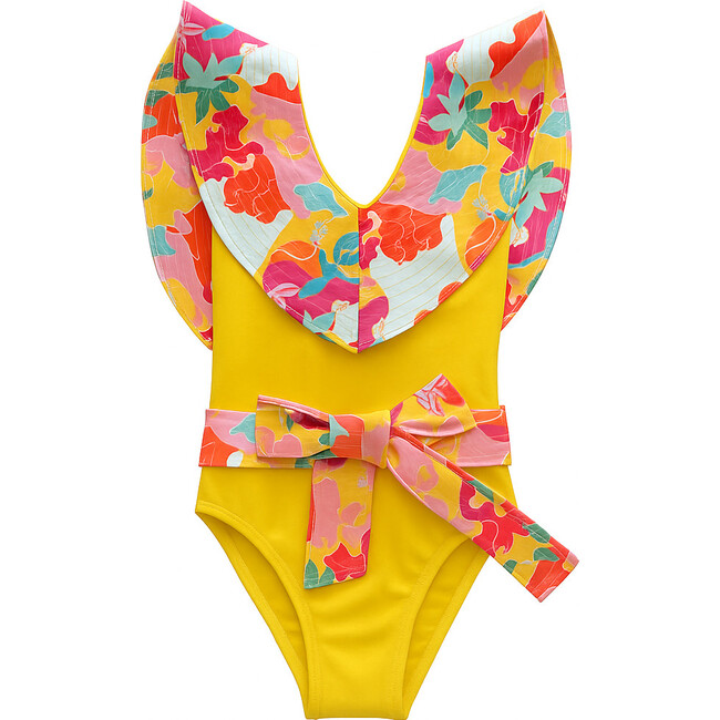 Cece Flap Neck Waist Belt One-Piece Swimsuit, Cocos Island