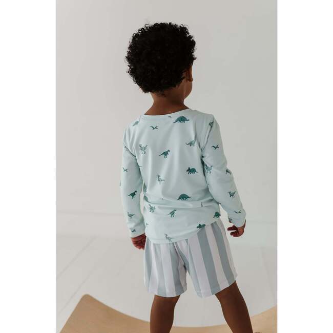 Boy's Swim Shorts Aqua Grey Stripe - Swim Trunks - 7