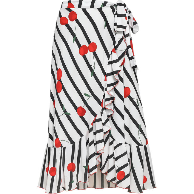 Women's Cherry Top Print Cover-Up Wrap Skirt, Multicolors