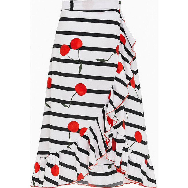 Cherry Top Print Cover-Up Wrap Skirt, Multicolors
