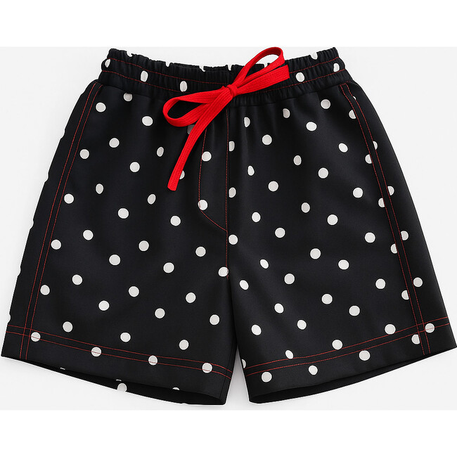 Gui Cherry Top Print Elastic Waist Drawstring Swim Trunks, Multicolors