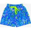 Gui Palm Neon Print Elastic Waist Drawstring Swim Trunks, Multicolors - Swim Trunks - 1 - thumbnail