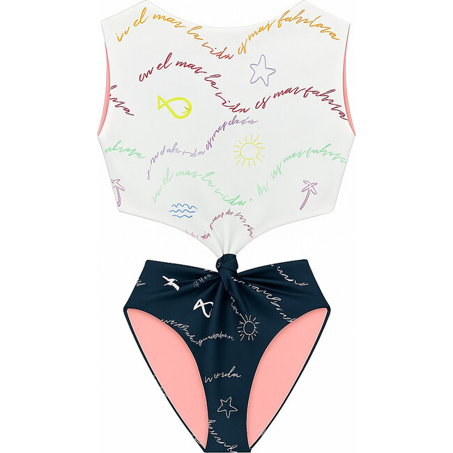 Alexa En El Mar Print Reversible UPF 50+ Trikini, Multicolors