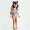 Juli Cherry Top Print Ruffle Shoulder V-Shaped Back One-Piece Swimsuit, Multicolors - One Pieces - 2
