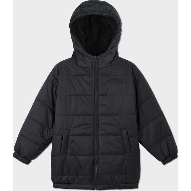 Sherpa Lined Reversible Parka, Black
