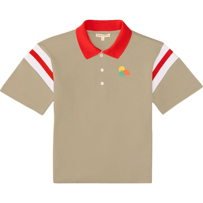 Organic Weekend Contrast Collar Polo Shirt, Khaki - Polo Shirts - 1