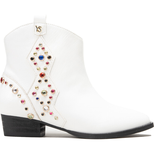 Miss Dallas Embellished Cowboy Boot, White - Boots - 1