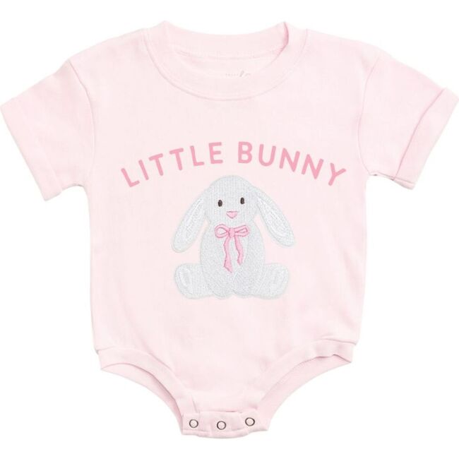 Little Bunny Patch Easter Short Sleeve Romper, Ballet