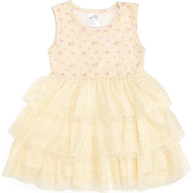 Lemon Floral Tank Tutu Dress, Yellow