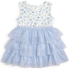 Sky Floral Tank Tutu Dress, Blue - Dresses - 1 - thumbnail