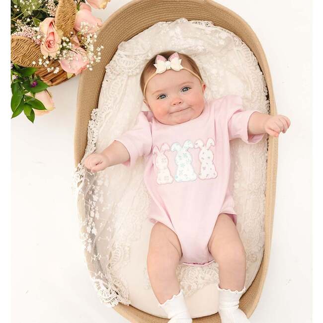 Shaker Easter Bunny Ear Bow Baby Headband, Pink