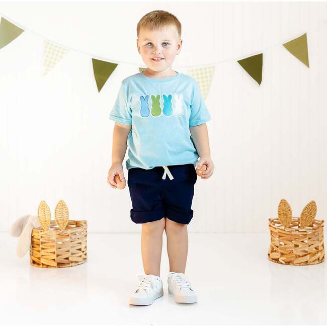 Peeps Embroidered Patch Easter Short Sleeve T-Shirt, Cool Blue