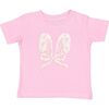 Lace Bunny Bow Patch Easter Short Sleeve T-Shirt, Pink - T-Shirts - 1 - thumbnail