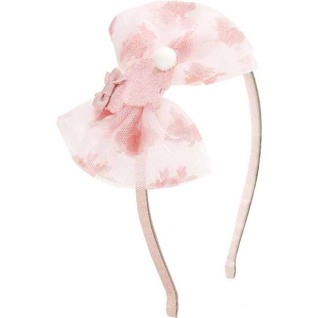 Honey Bunny Easter Tulle Bow Headband, Pink